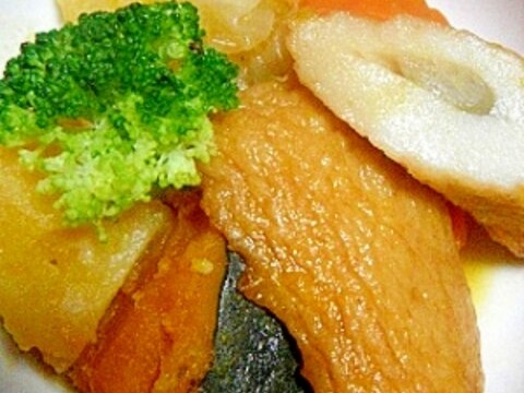 天ぷら（ｺﾞﾎﾞ天･角天）と野菜の炊き合わせ